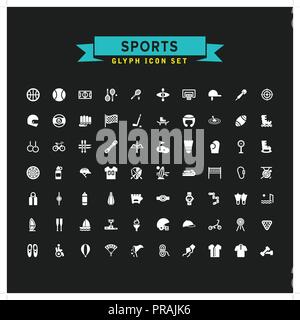 Sports Glyph Icon Set	 Stock Vector