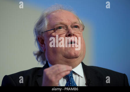 Birmingham, UK. 30th September 2018. Digby Jones, Baron Jones of Birmingham, speaks at the Conservative Party Conference in Birmingham. © Russell Hart/Alamy Live News. Stock Photo