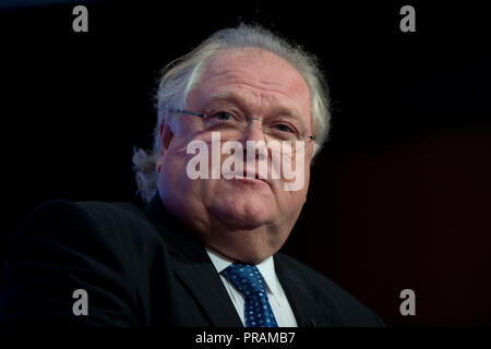 Birmingham, UK. 30th September 2018. Digby Jones, Baron Jones of Birmingham, speaks at the Conservative Party Conference in Birmingham. © Russell Hart/Alamy Live News. Stock Photo