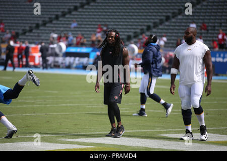 Carson, CA. 30th Sep, 2018. San Francisco 49ers defensive back Richard Sherman (25) before the NFL San Francisco 49ers vs Los Angeles Chargers at the Stubhub Center in Carson, Ca on September 30, 2018 (Photo by Jevone Moore Credit: csm/Alamy Live News Stock Photo