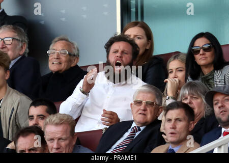 London, UK. 29th Sept, 2018. Golfer Andrew 'Beef' Johnston at the English Premier League game between Arsenal and Watford at The Emirates Stadium, London, on September 29, 2018. **This picture is for editorial use only** Stock Photo