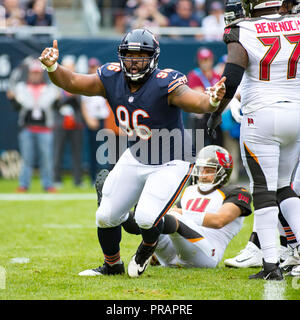 Chicago, Illinois, USA. 05th Sep, 2019. - Bears #95 Roy Robertson-Harris  takes a break during the NFL Game between the Green Bay Packers and Chicago  Bears at Soldier Field in Chicago, IL.