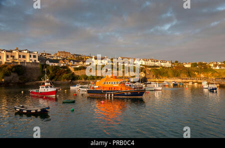 Ballycotton, Cork, Ireland. 1st October, 2018.  First light starting to illumanate the RNLI Lifeboat Austin Lidbury and harbour at Ballycotton Co. Cork, Ireland. Credit: David Creedon/Alamy Live News Stock Photo