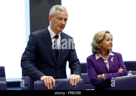 Luxembourg, Luxembourg. 1st Oct. 2018. French Economy Minister Bruno Le Maire arrives to attend in Eurogroup finance ministers meeting at the EU headquarters. Alexandros Michailidis/Alamy Live News Stock Photo