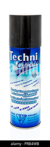 Winneconne, WI - 23 September 2018: A can of Techni Clean foaming computer screen cleaner on an isolated background Stock Photo