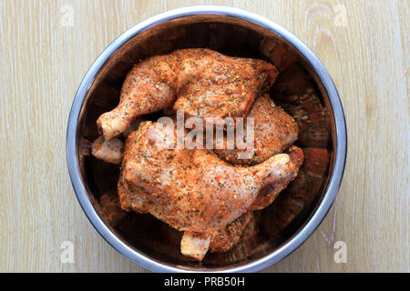 Marinated Maryland chicken ready to be roasted in the oven Stock Photo