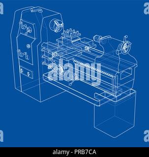 Lathe concept. Vector rendering of 3d Stock Vector