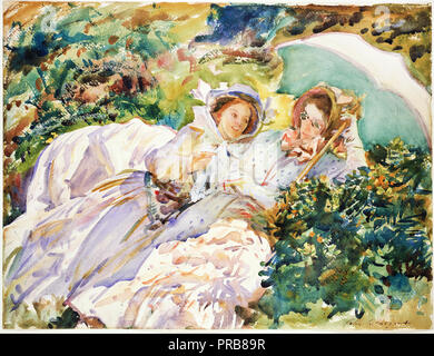 John Singer Sargent, Simplon Pass: The Tease 1911 Watercolor, Museum of Fine Arts Boston, USA. Stock Photo