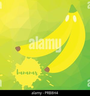 Vector illustration. Bananas on a multi-colored polygonal art background Stock Vector