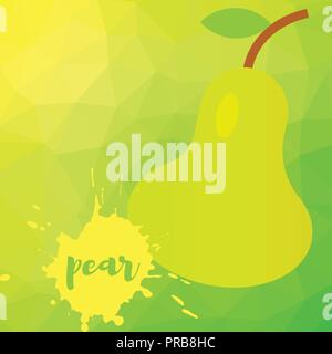 Vector illustration. pear on a multi-colored polygonal art background Stock Vector