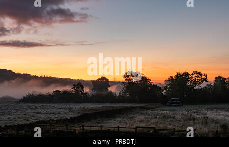 Early Autumn morning in the famous village of Haworth in West Yorkshire, home of the Bronte Sisters and a fantastic steam railway Stock Photo