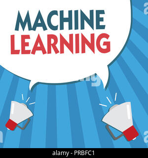Word writing text Machine Learning. Business concept for give computers the ability to be taught with data. Stock Photo