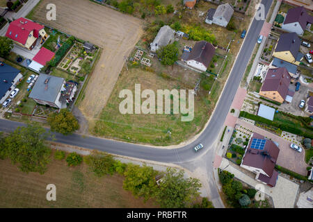 View from above on small village in Poland. Stock Photo