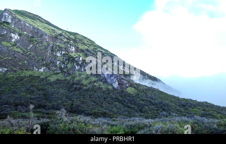 The top of the KAWAH-IJEN Volcano located in East Java, Indonesia. It the border of the top. And the texture so strange. Stock Photo