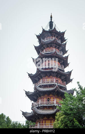 SHANGHAI, CHINA -JUN 22, 2018: The Longhua Pagoda. One of the place to travel in Shanghai. It’s builted from the Song period, Old pagoda. Stock Photo