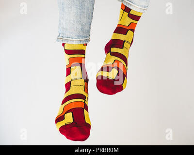 Bright, funny socks with a beautiful pattern Stock Photo
