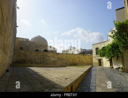 External Wall of Shirvanshah's Palace Complex in Baku Old City Stock Photo