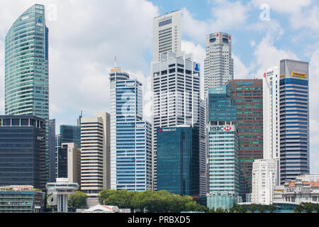 Raffles Place is the centre of the financial district. Singapore Stock Photo