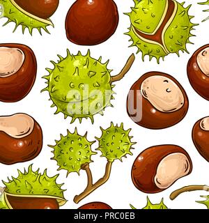 chestnut vector pattern on white background Stock Vector