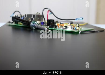 technology engineer of the modern world in a workflow with electronic devices Stock Photo