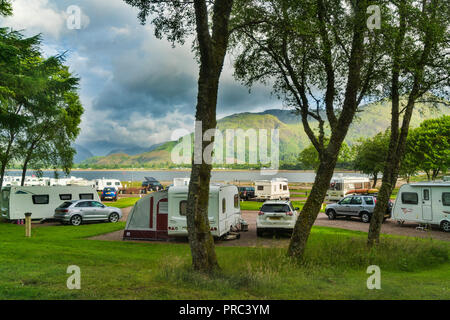Looking across Loch Linnhe at Onich, to Ardgour,  mountains, Highland Region, Scotland UK Stock Photo