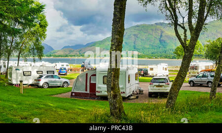 Looking across Loch Linnhe at Onich, to Ardgour,  mountains, Highland Region, Scotland UK Stock Photo