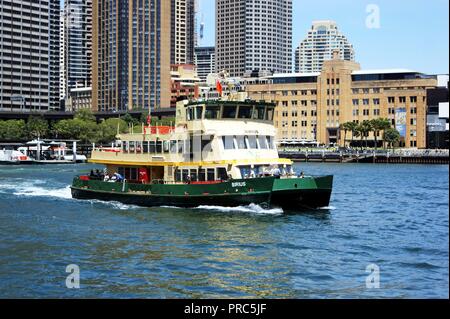 Sydney Harbour ferry Sirus heads out from Circular Quay Sydney Australia Stock Photo