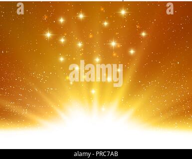 Vector shiny Abstract magic gold light background Stock Vector