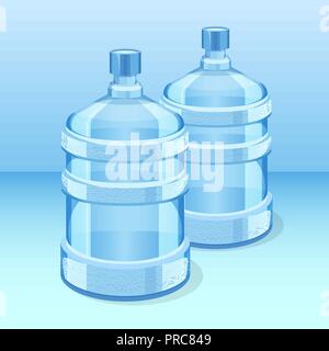 Two realistic plastic bottles for office water cooler Stock Vector