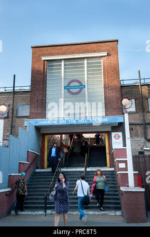 Back of Harrow on the Hill tube and train station in the London borough of Harrow Stock Photo