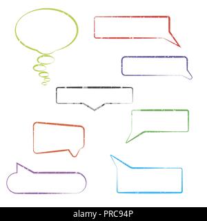 Set of grunge speech bubbles isolated on white background, vector illustration. Stock Vector