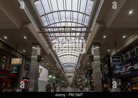 MATSUYAMA,JAPAN - 25 , June ,2017 :In Matsuyama shopping arcade , most shops here open into the night and the shopping street remains lively with stro Stock Photo