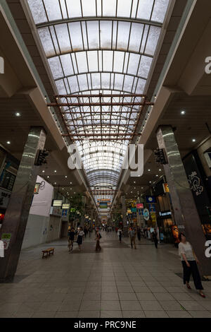 MATSUYAMA,JAPAN - 25 , June ,2017 :In Matsuyama shopping arcade , most shops here open into the night and the shopping street remains lively with stro Stock Photo