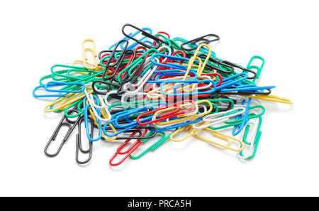 colored paper clips isolated on white Stock Photo