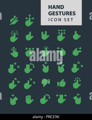 hand gestures Icon set Stock Vector