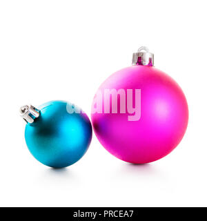 Pink and blue christmas balls isolated on white background. Design elements Stock Photo
