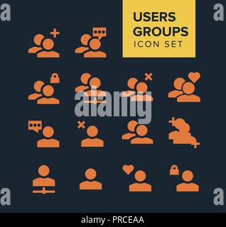 users and groups Icon Set Stock Vector
