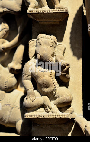 Hindu deity Ganesha (also Ganapati, Vinayaka, Pillaiyar or Binayak) detail of a sculpture of Shiva from a Hindu temple, c AD1000.  British Museum, Blo Stock Photo