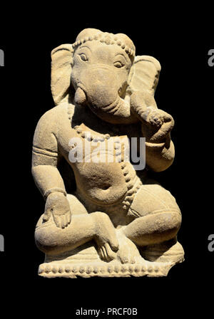 Hindu deity Ganesha (also Ganapati, Vinayaka, Pillaiyar or Binayak) detail of a sculpture of Shiva from a Hindu temple, c AD1000.  British Museum, Blo Stock Photo