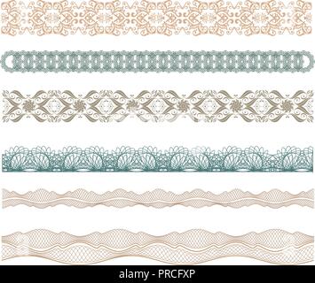 guilloche decorative borders set Stock Vector