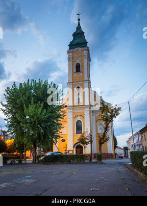 Lucenec, Slovakia - August 18, 2018: Church in the main square of Lucenec, Slovakia. Stock Photo