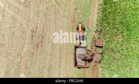 Sugar cane harvest. Ribeirão Preto, São Paulo. Aerial view of a 'canavial'. Agriculture in Brazil. Stock Photo