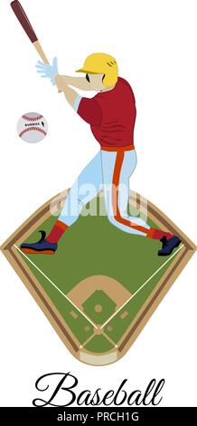 Baseball batter vector illustration in flat style Stock Vector