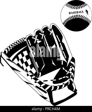 Black baseball glove and ball vector illustration Stock Vector