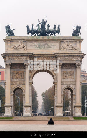Arco della Pace, Piazza Sempione, Milan, Metropolitan City of Milan, Italy Stock Photo