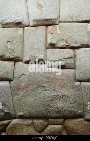 The Famous Twelve-angled Stone of the Ancient Inca Wall on Hatun Rumiyoc Street in Cusco of Peru Stock Photo