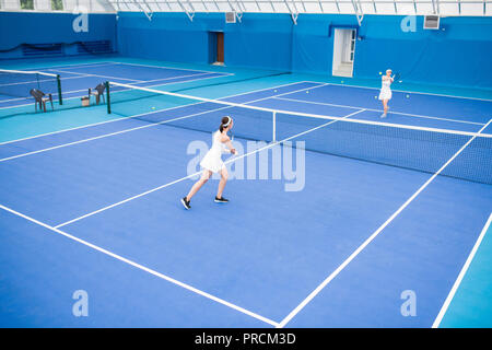 Tennis Match in Court Stock Photo