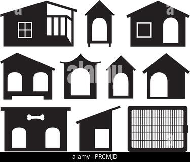 Set of different dog houses isolated on white Stock Vector