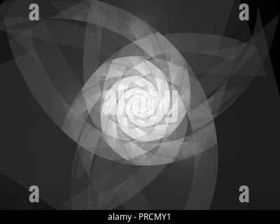 Spiral geometric fractal shape, black and white texture, computer generated abstract background, 3D rendering Stock Photo