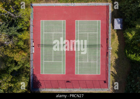 Aerial view of a tennis court Stock Photo